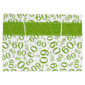 Happy 60th Birthday Party Pattern Green and White Groot Cadeauzakje (Achterkant)