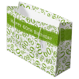 Happy 60th Birthday Party Pattern Green and White Groot Cadeauzakje