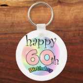 Happy 60th Birthday (roze) Sleutelhanger (Voorkant)