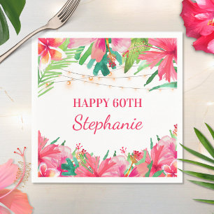 Happy 60th Birthday Tropical String Light Hawaiian Servet