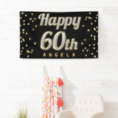 Happy 60th Bling Typography Gold Confetti Black Spandoek (Insitu)