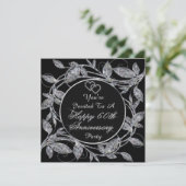 Happy 60th Jubileum Diamond Metallic Leaves Kaart (Staand voorkant)