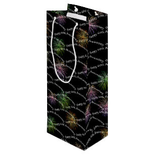 Happy 60th Jubileum Fireworks Wine Gift Bag Wijn Cadeautas
