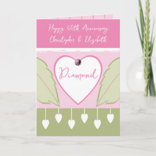 Happy 60th Jubileum voegt roze groene namen toe Kaart