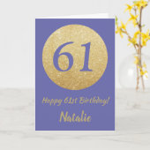 Happy 61st Birthday en Gold Glitter Kaart (Gele Bloem)