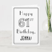 Happy 61st verjaardag, Art Deco Style met aangepas Kaart (Voorkant)