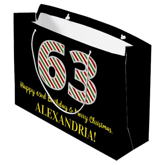 Happy 63rd Birthday & Merry Kerstmis, aangepaste n Groot Cadeauzakje (Achterkant Gekanteld)