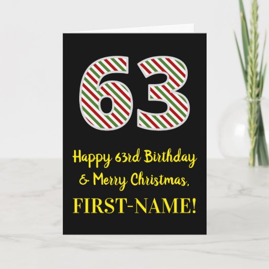 Happy 63rd Birthday & Merry Kerstmis, aangepaste n Kaart (Voorkant)