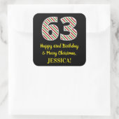 Happy 63rd Birthday & Merry Kerstmis, aangepaste n Vierkante Sticker (Tas)
