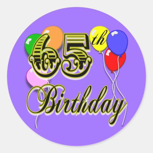 Happy 65th Birthday Merchandise Ronde Sticker (Voorkant)