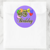 Happy 65th Birthday Merchandise Ronde Sticker (Tas)