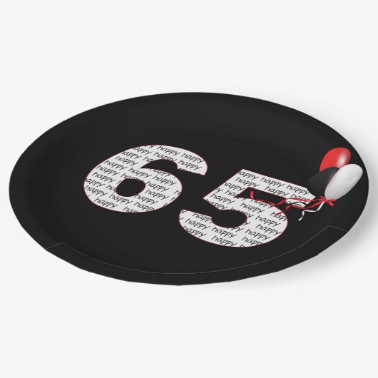 Happy 65th Birthday op zwart papier Bord (Gekanteld)