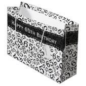 Happy 65th Birthday Party Theme Black and White Groot Cadeauzakje (Voorkant Gekanteld)