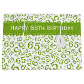 Happy 65th Birthday Random Pattern Green/White Groot Cadeauzakje (Voorkant)