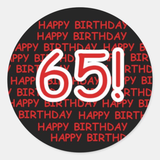 Happy 65th Birthday Ronde Sticker (Voorkant)