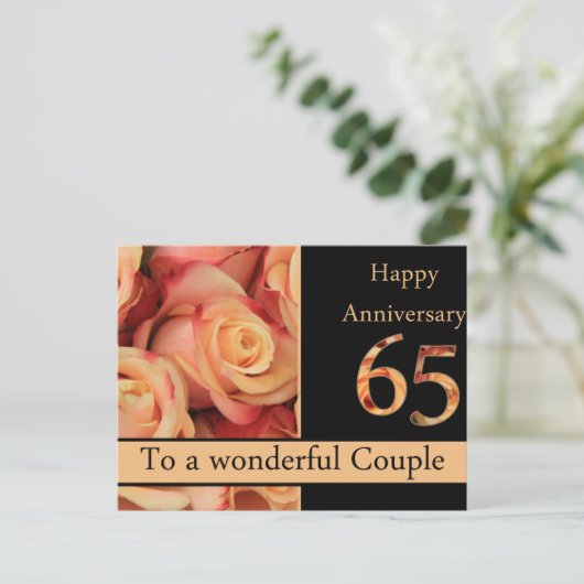 Happy 65th Jubileum rozen Briefkaart (Staand voorkant)