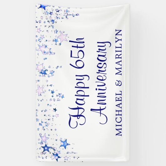 Happy 65th Jubileum Sapphire Blue Stars Spandoek (Verticaal)