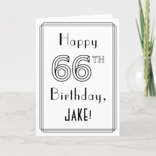 Happy 66th Birthday, Art Deco Style met aangepaste Kaart