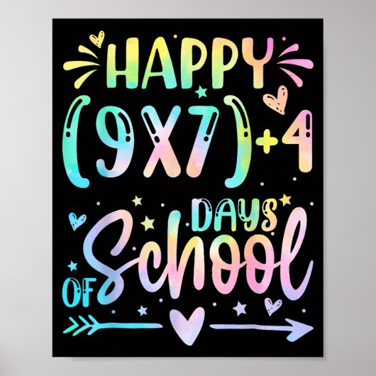 Happy 67 Days Of School Math Teacher Students Six  Poster (Voorkant)
