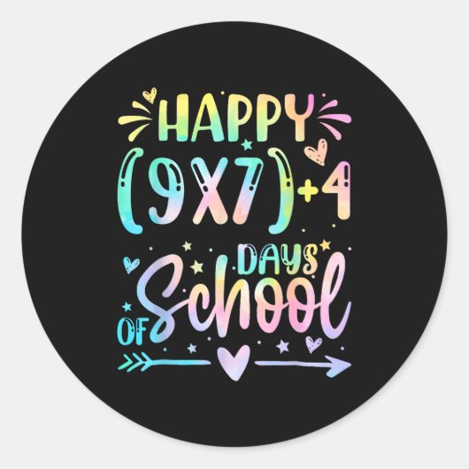 Happy 67 Days Of School Math Teacher Students Six  Ronde Sticker (Voorkant)