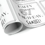 HAPPY 67TH BIRTHDAY; Art Deco Style; aangepaste na Cadeaupapier (Rol Hoek)