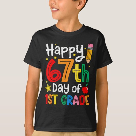 Happy 67th Day Of 1st Grade Teacher Student Six Se T-shirt (Voorkant)