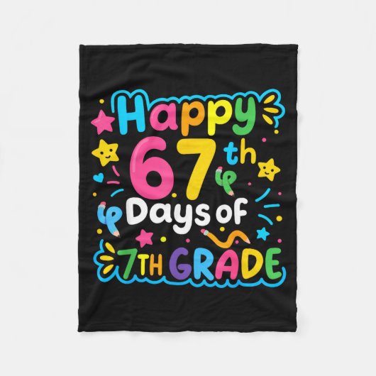 Happy 67th Day Of 7th Grade School Meme 67 Kids Te Fleece Deken (Voorkant)
