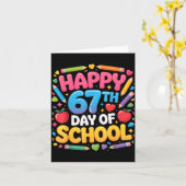 Happy 67th Day Of School Cute Teacher Student Desi Kaart (Gele Bloem)