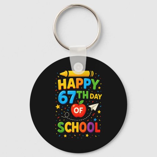 Happy 67th Day Of School Funny Teacher Student Mem Sleutelhanger (Voorkant)