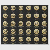 Happy 68th Birthday Black en Gold Glitter Cadeaupapier (Vlak)