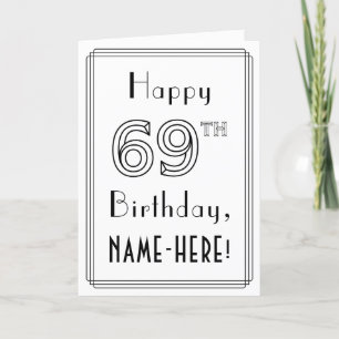 Happy 69th Birthday, Art Deco Style met aangepaste Kaart
