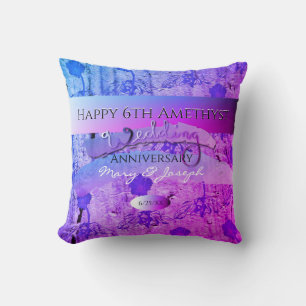 "Happy 6th Amethyst bruiloft Jubileum" Kussen