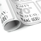 HAPPY 70TH BIRTHDAY; Art Deco Style; aangepaste na Cadeaupapier (Rol Hoek)