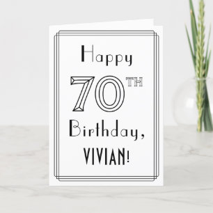 Happy 70th Birthday, Art Deco Style met aangepaste Kaart