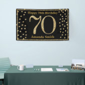 Happy 70th Birthday Banner Black en Gold Glitter (Beurs)