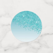 Happy 70th Birthday Chic Blauwgroen Blue Glitter Confetti (Kleine voorkant)