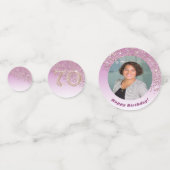 Happy 70th Birthday Chic Roos Gold Glitter Confetti (Voorkanten)