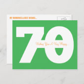 Happy 70th Birthday Milestone Briefkaarten - in he (Voorkant / Achterkant)