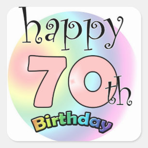 Happy 70th Birthday (roze) Vierkante Sticker