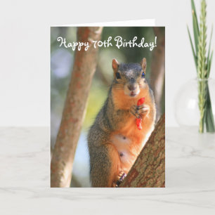 Happy 70th Birthday Squirrel wenskaart Kaart