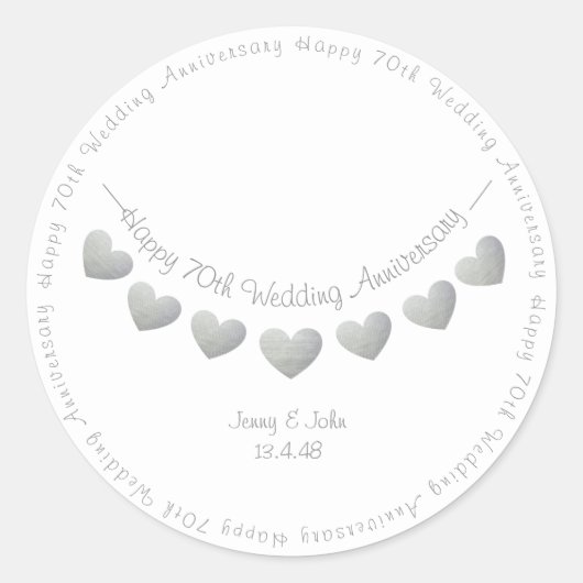 Happy 70th Wedding Jubileum Platinum stickers (Voorkant)