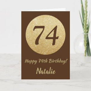 Happy 74th Birthday Bruin en Gouden Glitter Kaart