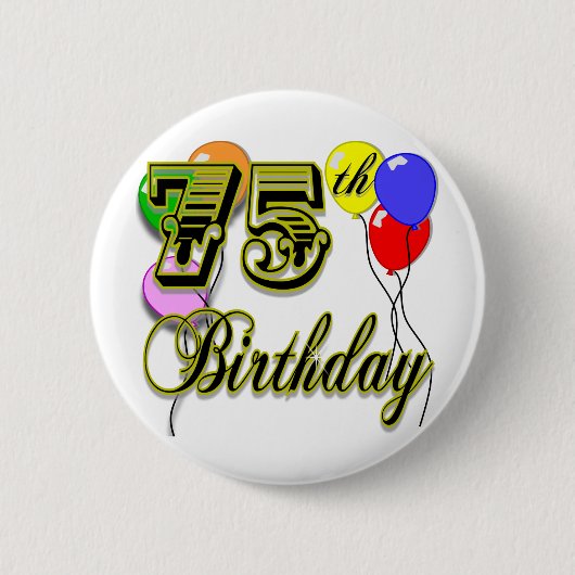 Happy 75th Birthday Celebration Ronde Button 5,7 Cm (Voorkant)