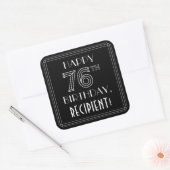 HAPPY 76TH BIRTHDAY; Art Deco Style; aangepaste na Vierkante Sticker (Envelop)