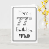 Happy 77th Birthday, Art Deco Style met aangepaste Kaart (Gele Bloem)