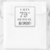 HAPPY 79TH BIRTHDAY, Art Deco Style, aangepaste na Vierkante Sticker (Tas)