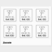 HAPPY 7E BIRTHDAG, Art Deco Style, aangepaste naam Vierkante Sticker (Vel)