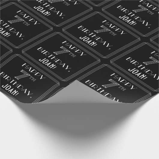 HAPPY 7E BIRTHDAY; Art Deco Style met aangepaste n Cadeaupapier (Hoek)