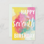 Happy 7th Birthday Kaart ("Waterverf gradiënten") (Voorkant / Achterkant)