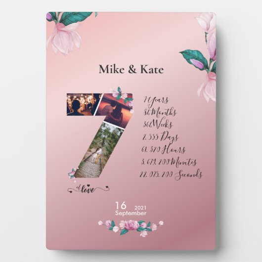 Happy 7th Jubileum, aangepaste fotocollage, graaf Fotoplaat (voorkant)